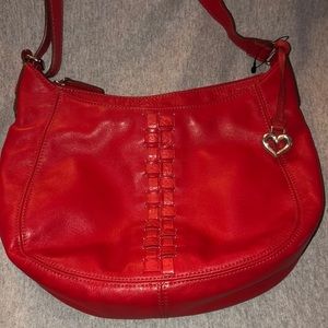 Brighton Vintage Red Leather Crossbody Bag Purse